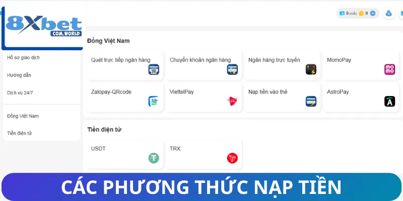 Các cách để nạp tiền đơn giản